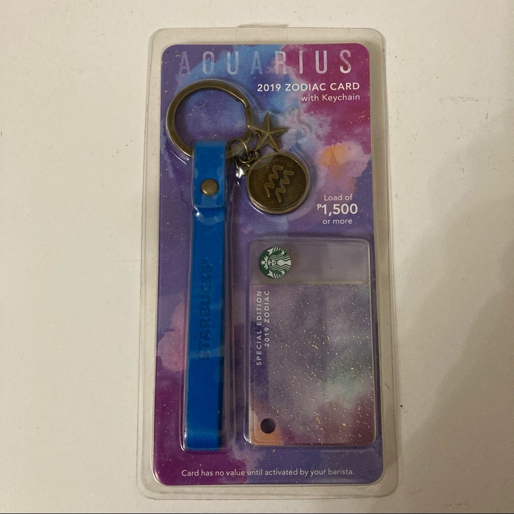 Starbucks Aquarius Keychain with Zodiac Card